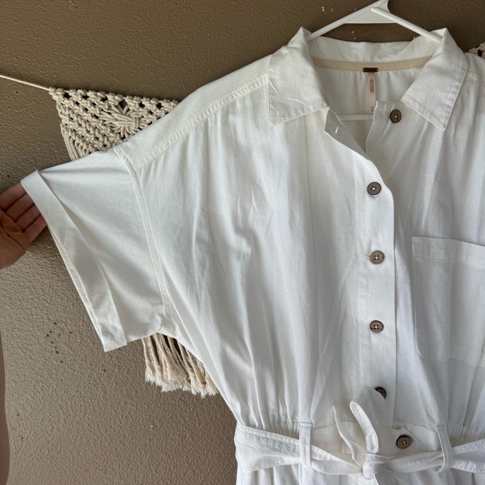 FREE‎ PEOPLE No Plans White Button Front Romper Playsuit EUC C - Picture 5 of 12